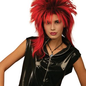 Two Tone Red Wig Tina Bowie 80’s Style
