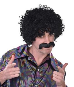 Black Disco Afro Wig with Mo