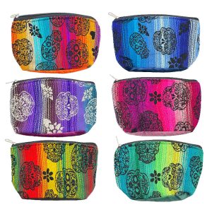 Sugar Skull Ecuadorian Padded Cosmetic Bag Pouch