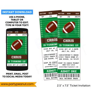 Football Ticket Invitation Printable