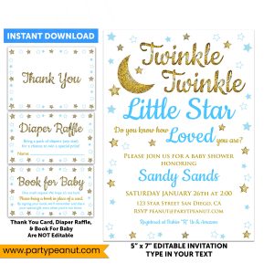 Twinkle Little Star Invitations Set Baby Shower Boy