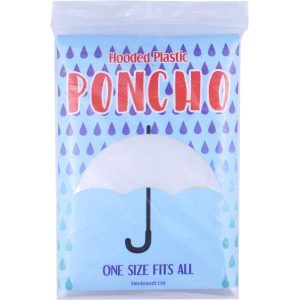Clear Plastic Hooded Poncho (One Size)