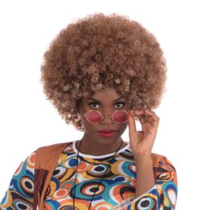 Beyonce Curly Afro Wig Brown with blonde Highlights