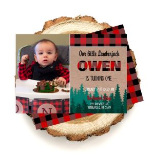 Lumberjack Birthday Photo Invitation