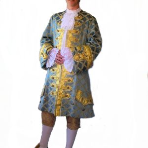 Pale Blue and Gold Brocade Georgian Costume