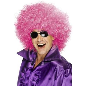 Pink Afro Wig, Jumbo 70s Light Pink Afro Wig Adult Unisex