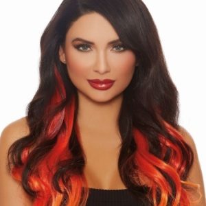 Long Straight 3-Piece Ombre Burg/Red/Orange Hair Extensions