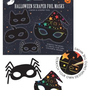 Halloween Scratch Art Masks Kit ( 4 Masks + Tool )